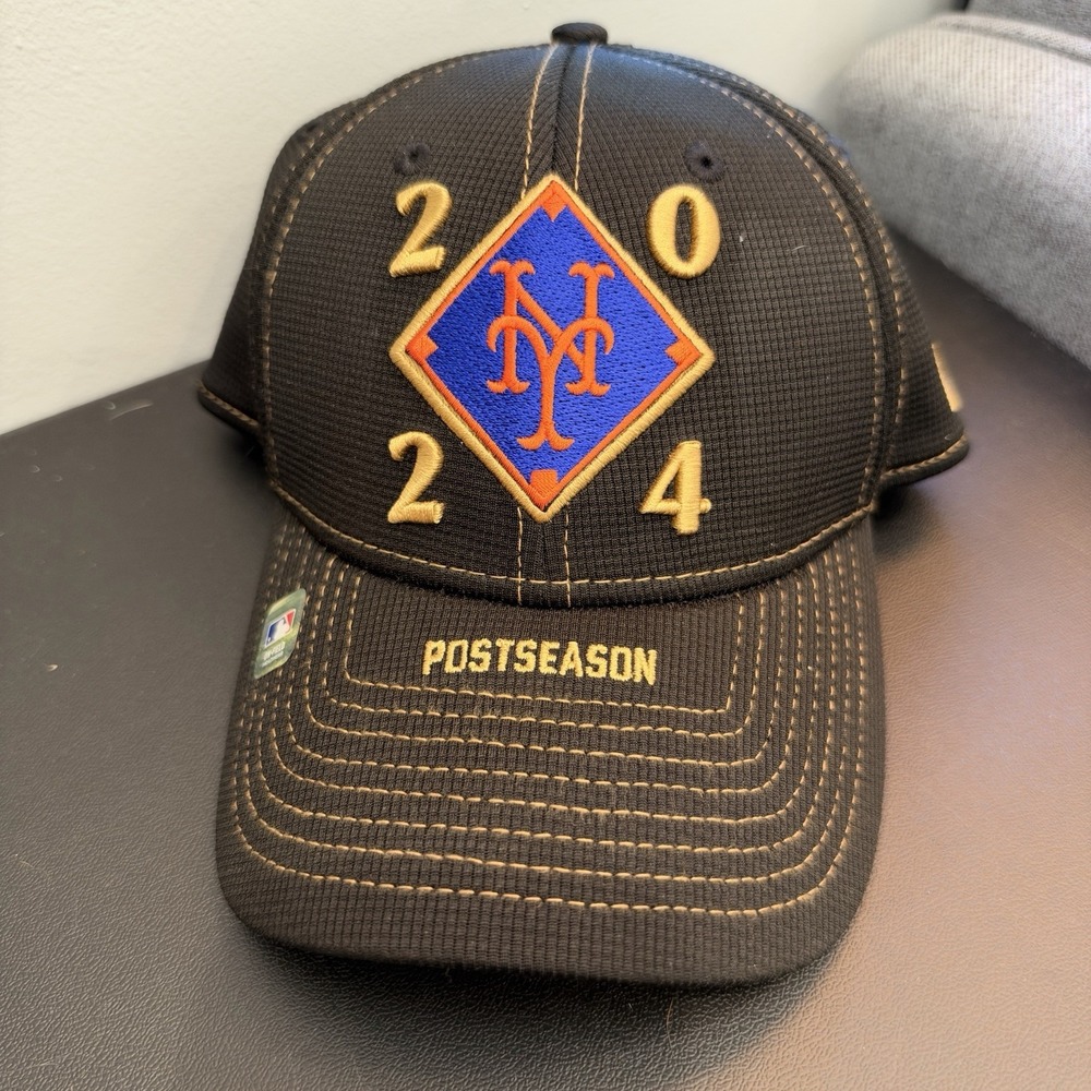 New York Mets 2024 Postseason New Era 9FORTY Adjustable Hat Black MLB